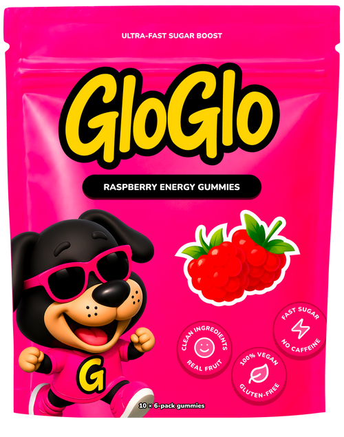 GloGlo raspberry energy gummies