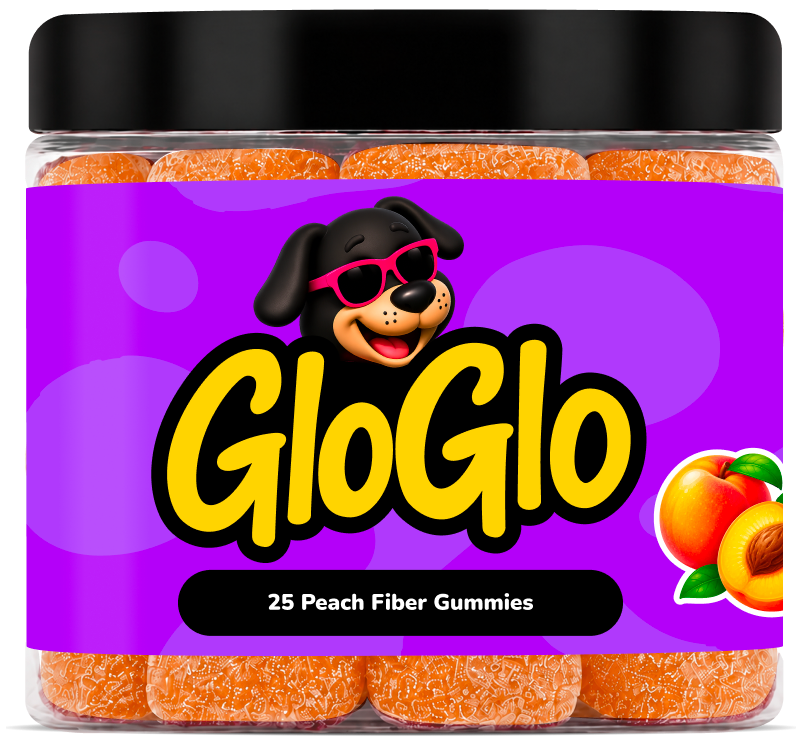 GloGlo peach fiber gummies jar