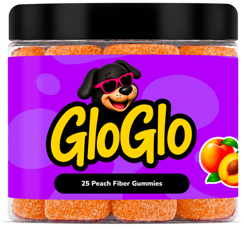 GloGlo peach fiber gummies jar